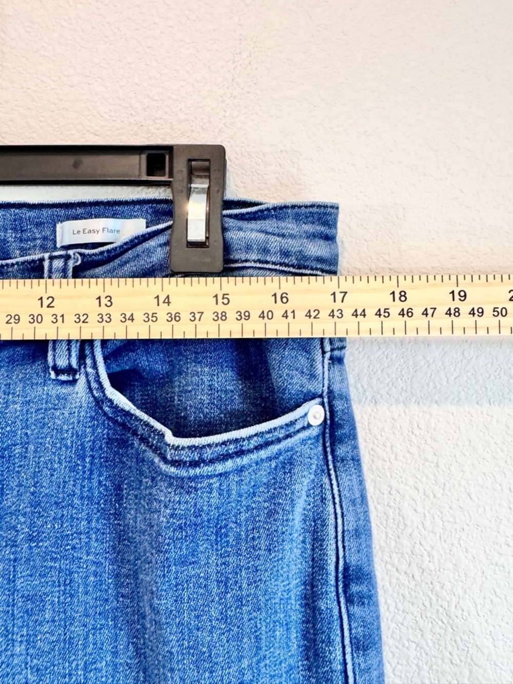 FRAME Le Easy Flare Jeans High Rise Full Length Raw Hem Y2K Boho Size 32 C02 - Picture 5 of 11